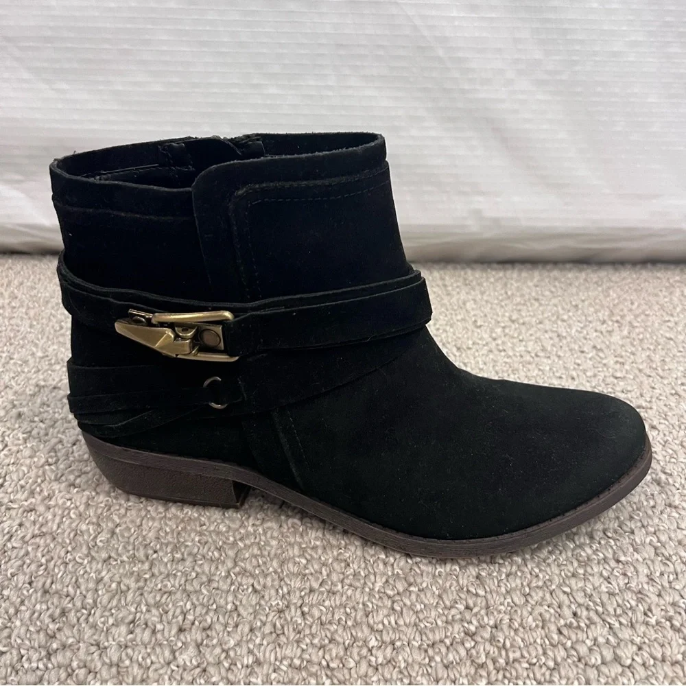 Fergalicious By Fergie Midas Black Women’s Ankle Boots Size 7.5 M New Side Zip,